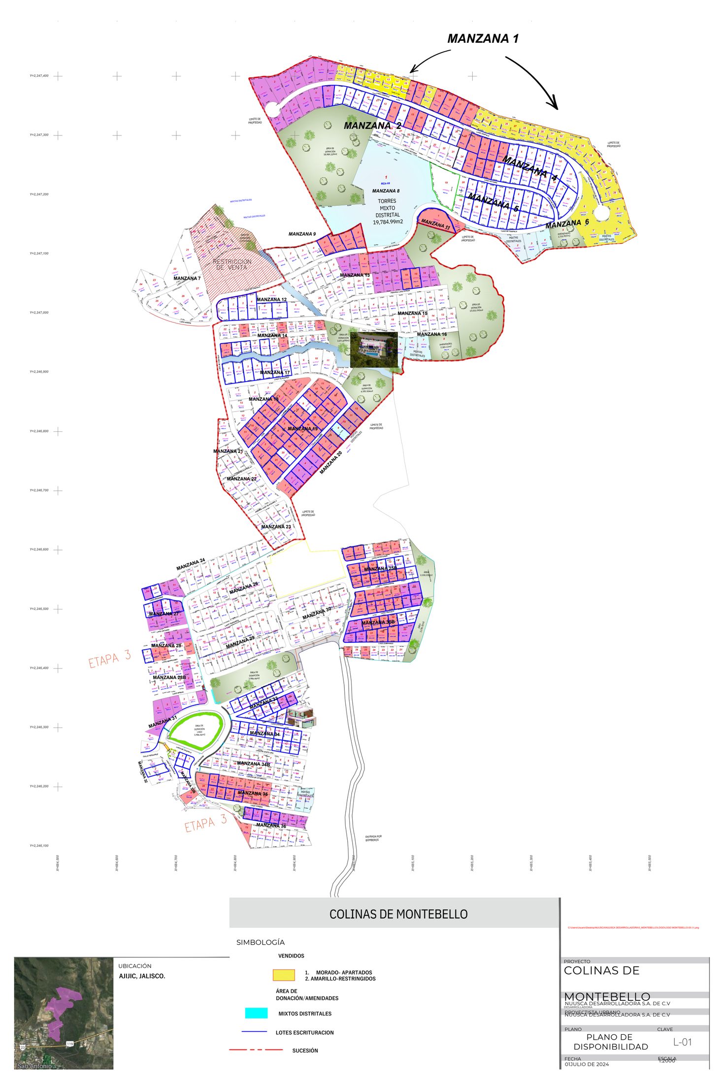 Plano de disponibilidad Colinas de Montebello, Ajijic